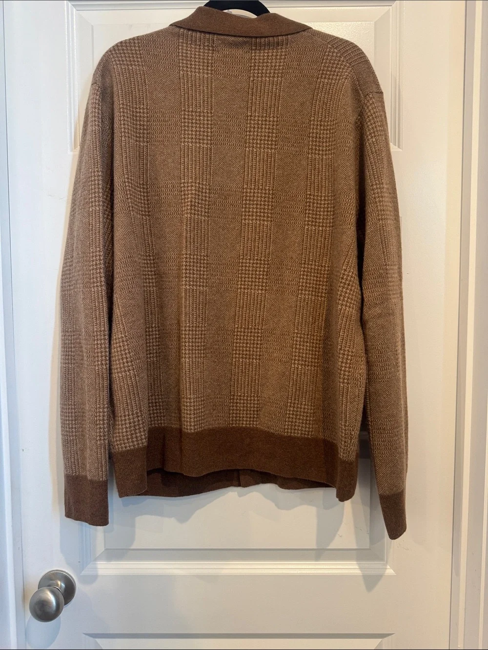 J. Crew 100% Cashmere polo cardigan sweater in glen plaid - Picture 3 of 4